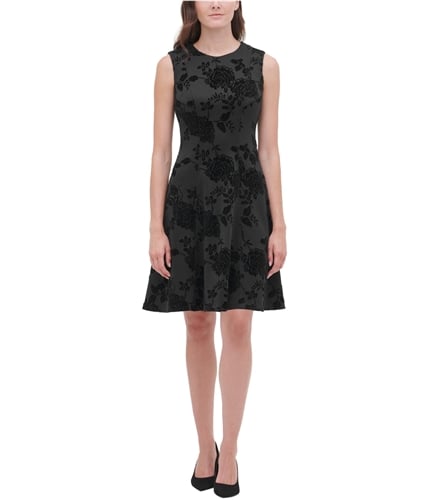 Tommy Hilfiger Womens Velvet Flowers A-line Dress black 4