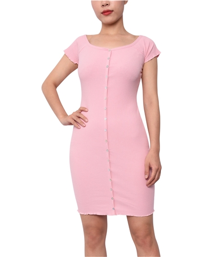 Derek Heart Womens Off-The-Shoulder Bodycon Dress pink M