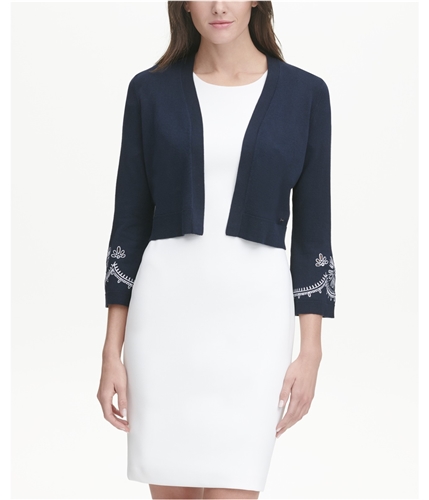 Tommy Hilfiger Womens Embroidered Crop Cardigan Sweater navy XL