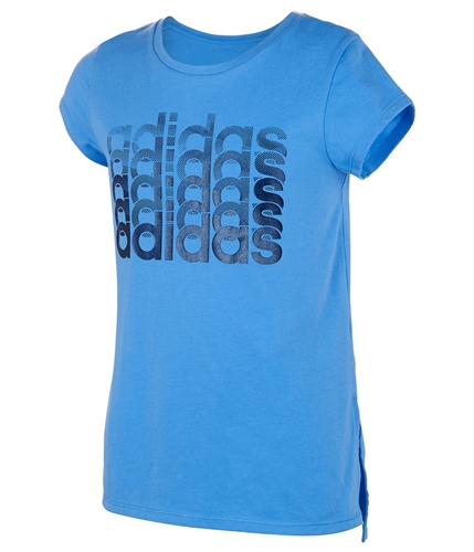 Adidas Girls Faded Logo Graphic T-Shirt blue L