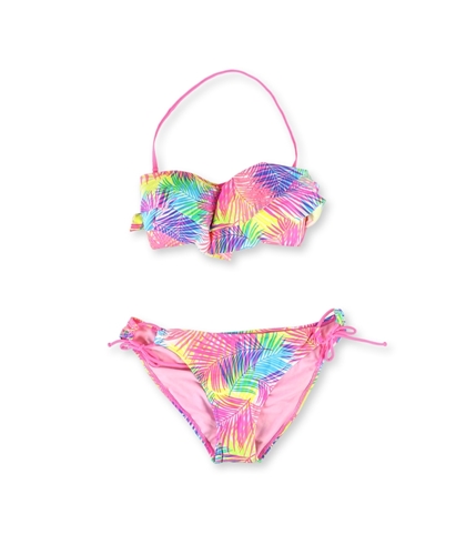 Hula Honey Womens Neon Palm Side Tie 2 Piece Bikini mltpink XL