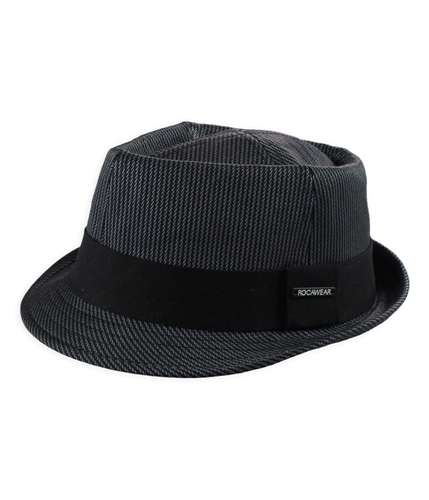 Sean John Mens Pinstriped Logo Fedora Trilby Hat black M/L