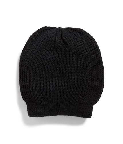 Free People Womens Rib-Knit Slouchy Beanie Hat black One Size