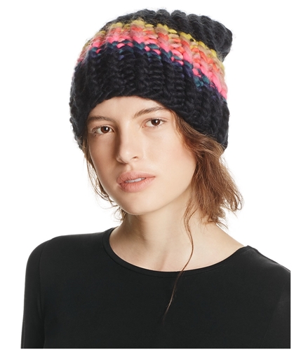 Free People Womens Thick Knit Beanie Hat blackcombo One Size