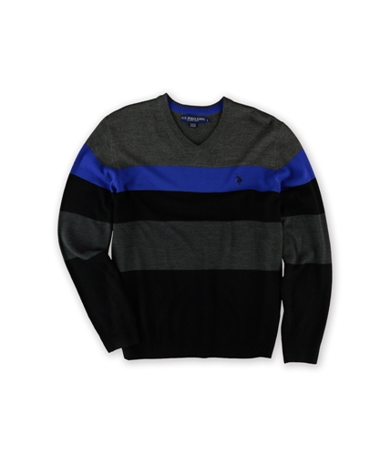 U.S. Polo Assn. Mens Striped Logo Pullover Sweater smokehthr L