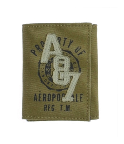 Aeropostale Mens Canvas Embroidered Property Of Bifold Wallet tan One Size
