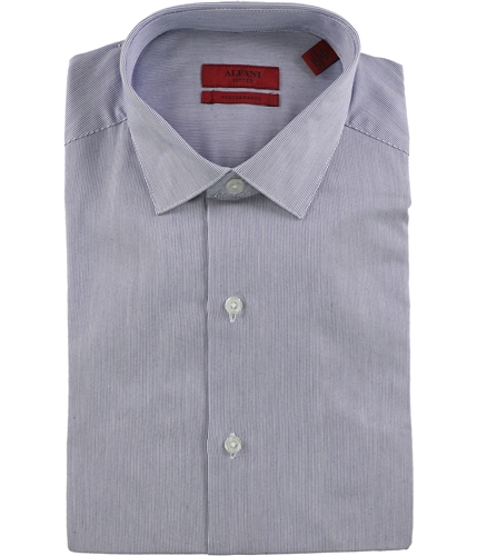 Alfani Mens Fitted Texture Fineline Button Up Dress Shirt blwhtxminst 15