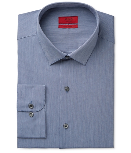 Alfani Mens Pinstripe Button Up Dress Shirt indigo 16.5