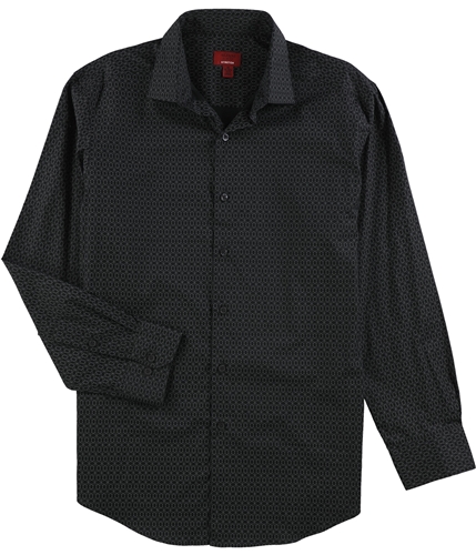 Alfani Mens Lattice Button Up Dress Shirt charcoal 15-15.5