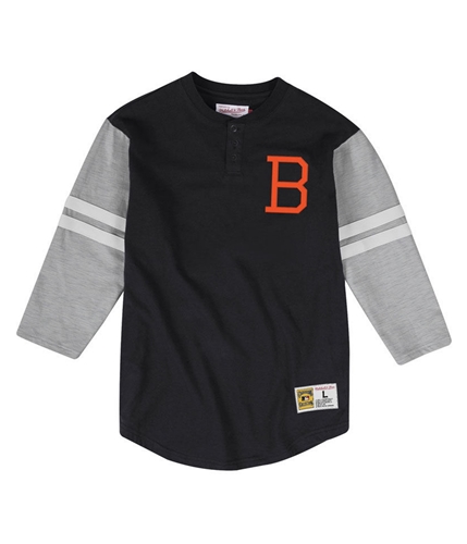 Men's Mitchell & Ness Black Baltimore Orioles 3/4-Sleeve Henley T-Shirt