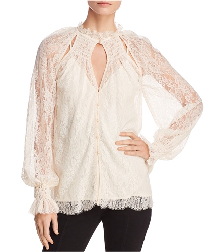 Alice McCall Womens Lace Button Down Blouse white 2