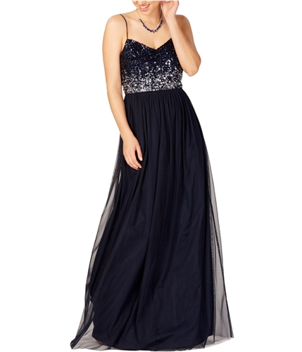 Adrianna Papell Womens Tulle A-line Gown Dress midnight 10