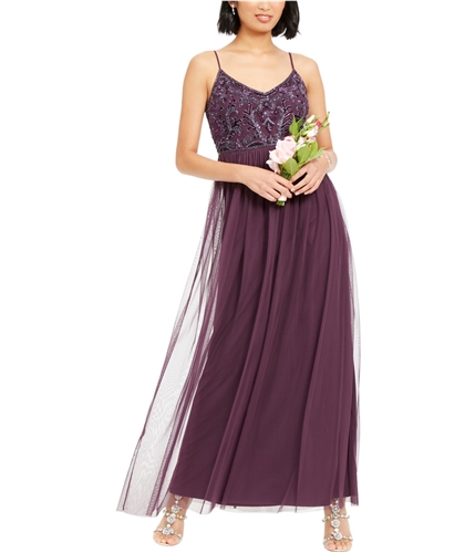 Adrianna Papell Womens Beaded Top Gown Dress purple 4