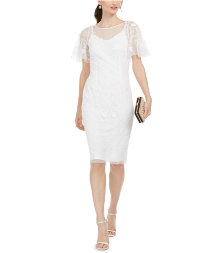 Adrianna Papell Womens Embellished Sheath Dress white 2