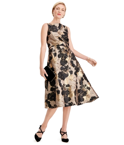 Adrianna Papell Womens Floral A-line Dress gold 6
