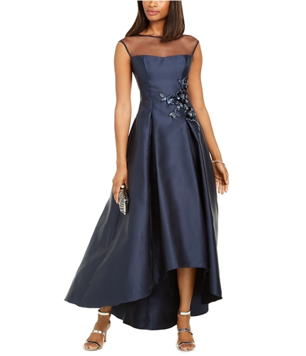 Adrianna Papell Womens Illusion High-Low Dress navy 2