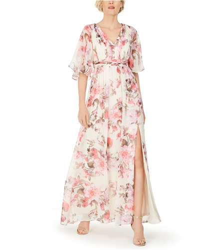 Adrianna Papell Womens Floral Gown Dress ivory 4