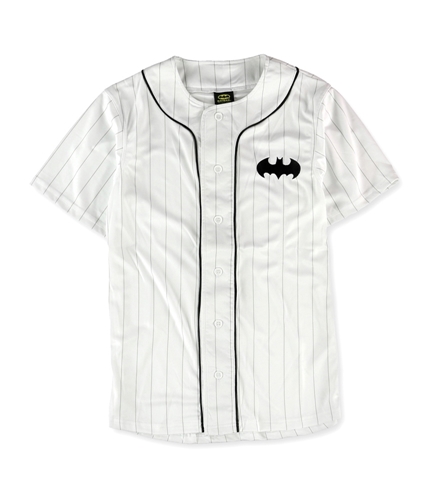 DC Comics Mens Pinstriped Baseball Jersey white M