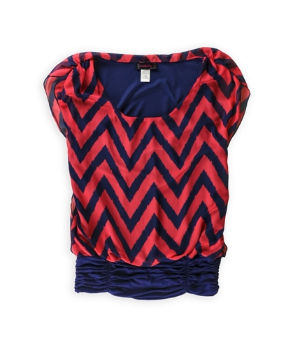 Annabelle U.S.A. Womens Printed Pullover Blouse navy 1X