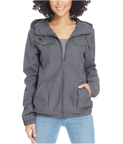 Volcom Womens Hooded Windbreaker Jacket gray M