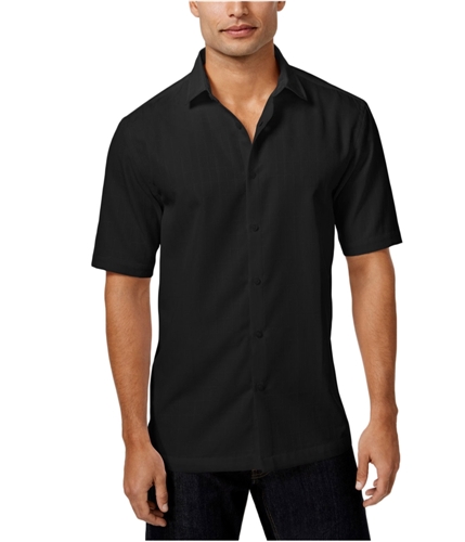 Alfani Mens Grid Button Up Shirt deepblack XLT