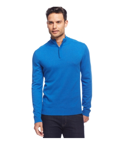 Alfani Mens Solid Quarter-Zip Pullover Sweater cobalthuehtr 2XLT