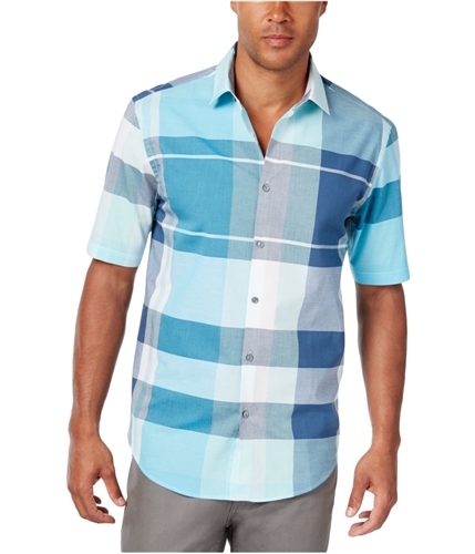 Alfani Mens Plaid SS Button Up Shirt seacoast Big 4X