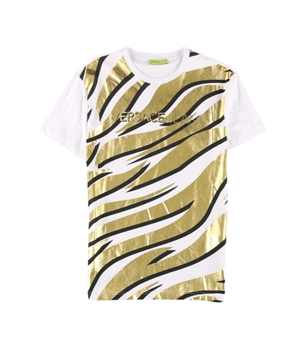 Versace Mens Tiger Striped Graphic T-Shirt white M