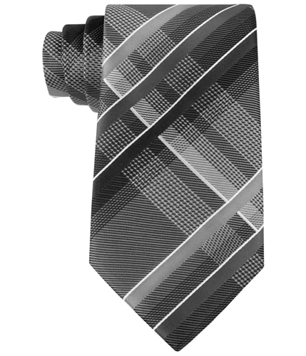 Geoffrey Beene Mens Fearless Plaid Self-tied Necktie grayblk Classic