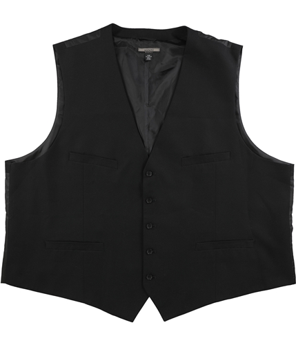 Alfani Mens Herringbone Five Button Vest black Big 4X