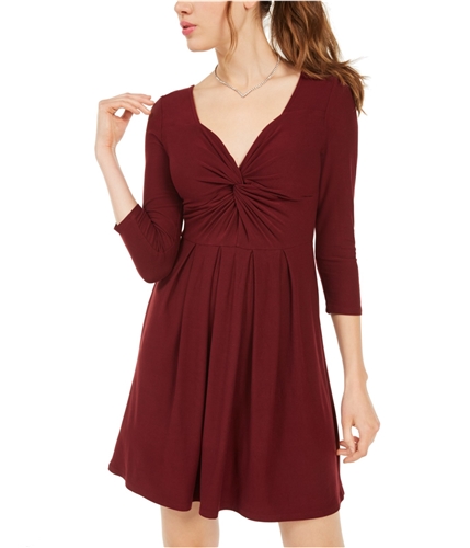 Planet Gold Womens Twist-Front A-line Fit & Flare Dress red XL