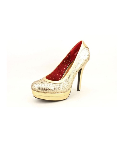 Baby Phat Womens Extended Size Glitter Platform Heels goldglitter 11