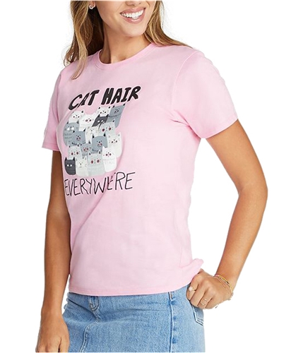 Skechers Womens Cat Hair Everywhere Graphic T-Shirt ltpink XS