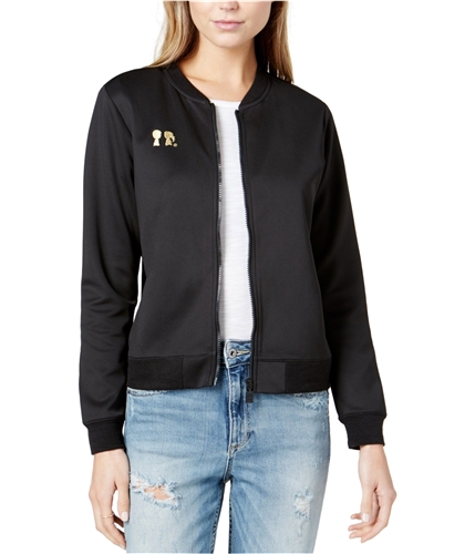 Boy Meets Girl. Womens Embroidered-Logo Bomber Jacket blackgold XS