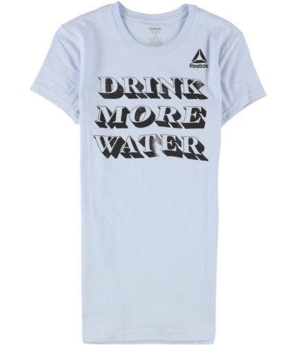 Reebok Womens Drink More Water Graphic T-Shirt ltblue M