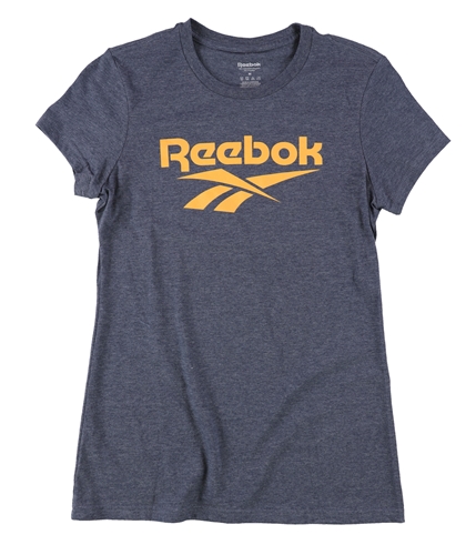 Reebok Womens Linear Logo Graphic T-Shirt hthrbluegold S
