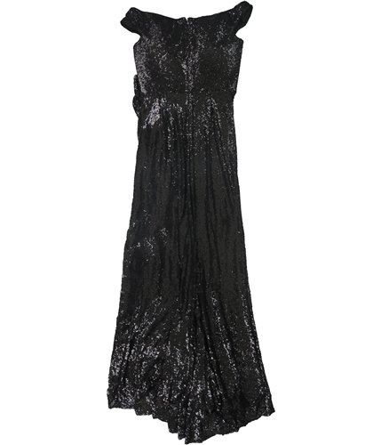 Tadashi Shoji Womens Sequin Gown Dress black S
