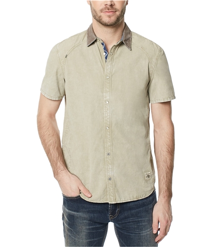 Buffalo David Bitton Mens Top-Stitched Contrast Button Up Shirt rusk M
