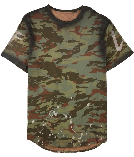 Buffalo David Bitton Mens Camo Splatter Graphic T-Shirt grnbrn S