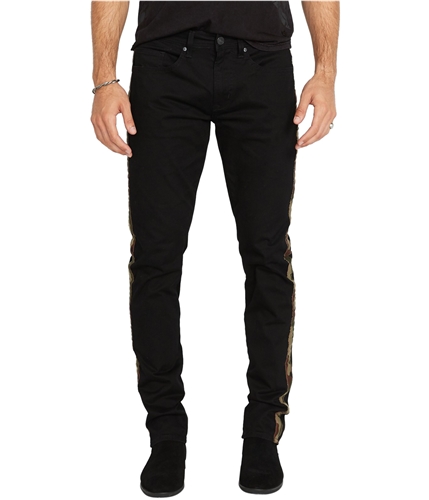 Buffalo David Bitton Mens Ash-X Camo Side-Stripe Slim Fit Jeans black 30x30
