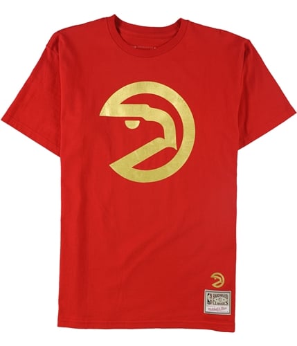Mitchell & Ness Mens Midas Foil Tee Atlanta Hawks Graphic T-Shirt red M