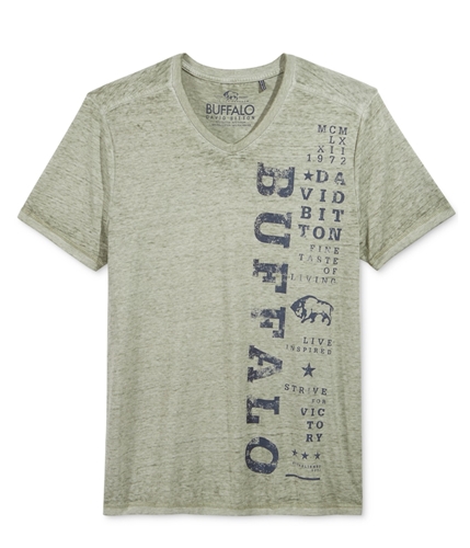 Buffalo David Bitton Mens V-neck Graphic T-Shirt heathersage XL