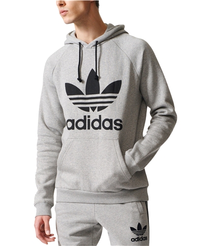 Adidas Mens Trefoil Hoodie Sweatshirt greyheather L