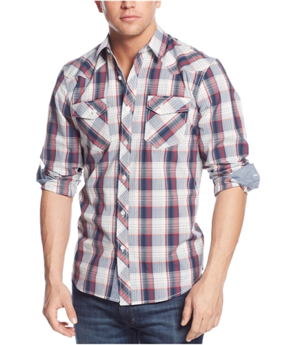 American Rag Mens Plaid Button Up Shirt fadedred 4XLT
