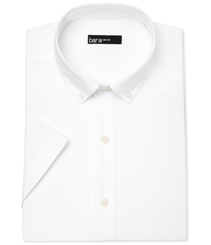 bar III Mens Oxford Short Sleeve Button Up Dress Shirt whiteoxford 16