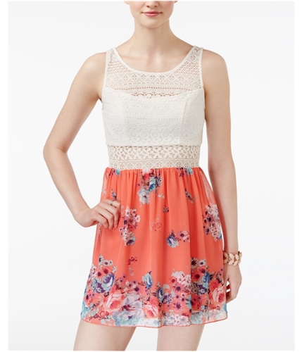 Trixxi Womens Crochet Top A-line Dress whitecoral 1