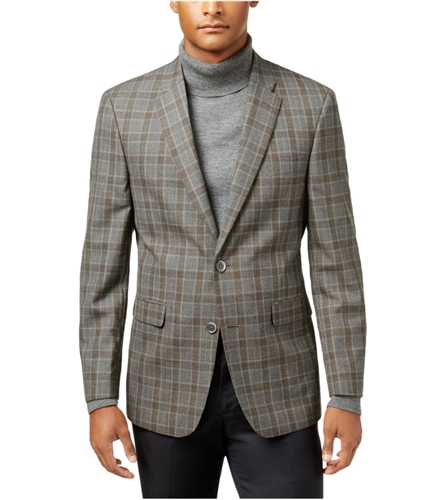 Tommy Hilfiger Mens Grid Two Button Blazer Jacket grey 36
