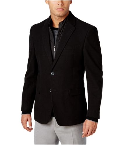 Tommy Hilfiger Mens Removable Bib Sport Coat Two Button Blazer Jacket black 46