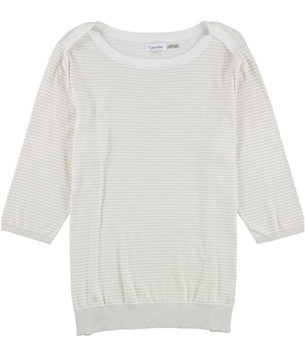 Calvin Klein Womens Striped Knit Sweater white XS