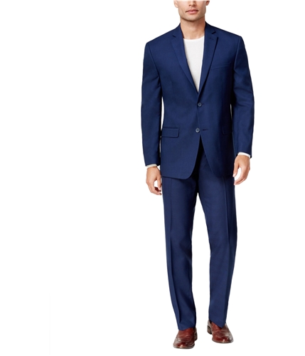 Marc New York Mens Tonal Plaid Two Button Formal Suit blue 38x32